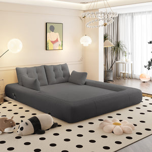 English Elm Human 78.7" Multi-Functional Foldable Sofa Bed – 3-in-1 Teddy Foam Sleeper, Removable Cushions, 2-Seater Guest Lounge Grey W1885P277277