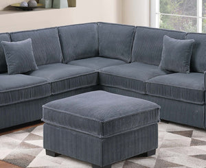 English Elm Contemporary Corduroy Sectional Set with Usb Ports Ottoman and Modular Living Room Seating B011S02200