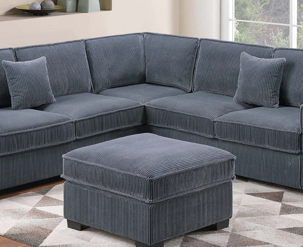 English Elm Contemporary Corduroy Sectional Set with Usb Ports Ottoman and Modular Living Room Seating B011S02200