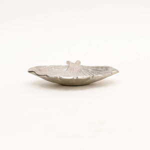 English Elm Ginkgo Nickel-Finish Aluminum Trinket Dish, 8.7"x6.7"x2" — Leaf-Shaped Jewelry Tray, Modern Decor Gift B346P336922