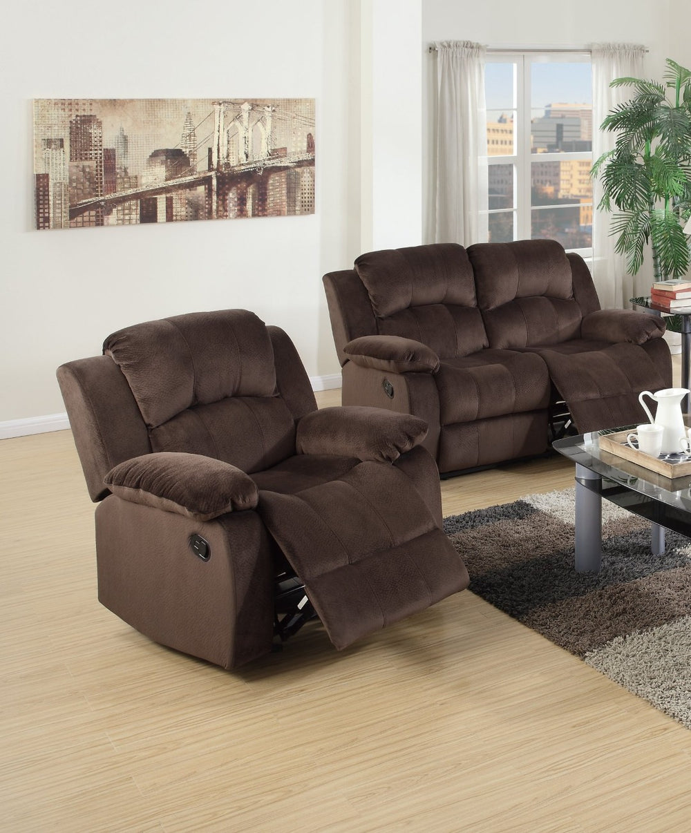 English Elm Modern Suede Reclining Loveseat and Rocker Set with Pillow Arms for Living Room B011S02397