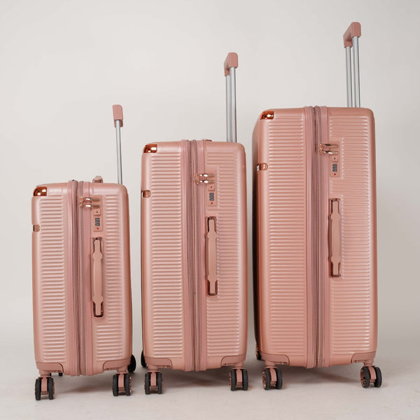 English Elm 4-piece Hard Shell Abs Spinner Luggage Set with Built-in Lock and Telescoping Handle Rose Gold T3292P337794