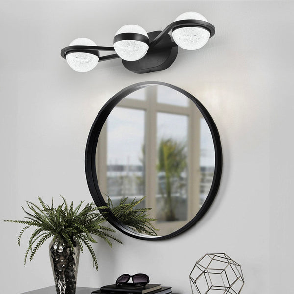 English Elm Bathroom Vanity Light - Modern 3-Bulb Led Fixture With Crystal-Sand Acrylic Shades For Elegant Spaces W2312P374862