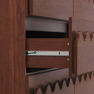 English Elm 60" Wave Front Six Drawer Dresser Sculptural Engineered Wood Media Console for Bedroom Walnut N739S0000011D