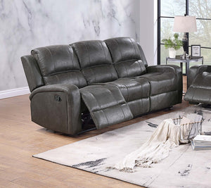 English Elm Modern Tufted Reclining Living Room Set Three Piece Smoke Faux Leather Sofa Collection B011S02366