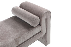 English Elm Modern Concord Chenille 59" Bench in Dove Greige — Kiln-Dried Pine, Plush Chenille, Bolster Pillows, Durable Finish B365P398217