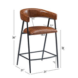 Christopher Knight Home® - Noble House - - 26'' Counter Stools Set Of 2, Pu Upholstered Counter Stools With Iron Frame, Backrest, Footrest, Arm Counter Stools For Home Bar, Kitchen Counter, Brown