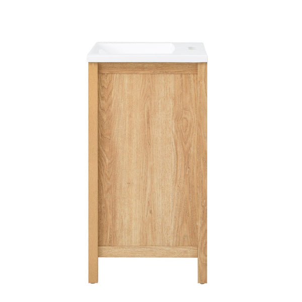 English Elm 30" Solid Pine Bathroom Vanity with Resin Sink Soft Close Doors and Natural Grain Finish N710P405952P