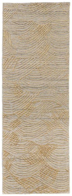 Feizy Rugs Taunton Hand-woven Viscose/Wool Rug - Elegant High-low Pile With Abstract Design For Modern Homes Gold,Gray Viscose,Wool T17t8007gld000i36