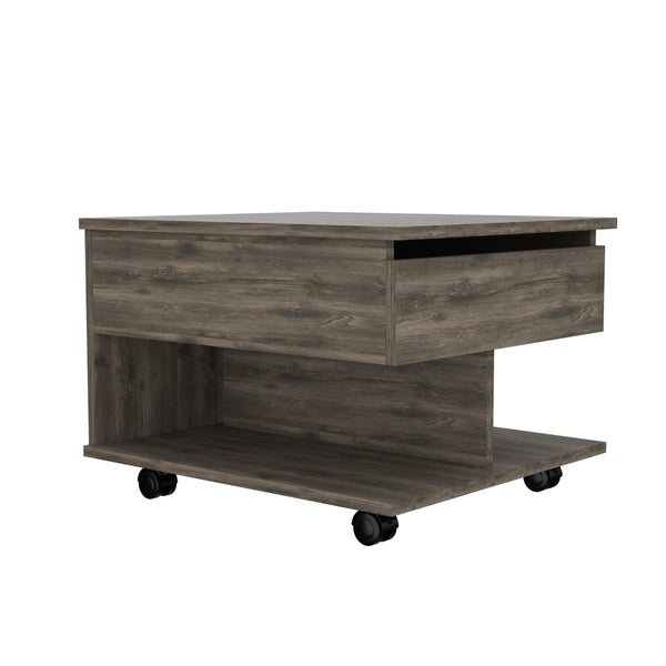 English Elm Portland Lift Top Coffee Table with Rolling Casters, Hidden Storage Compartment & Open Shelf Design Brown 27 L x 26 W x 5 H B128P148792
