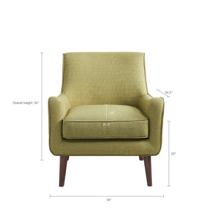 JLA Home Madison Park - Mid-Century soft green accent chair with sculpted silhouette, hardwood frame and tapered espresso legs FPF18-0217