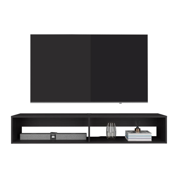 English Elm Fallston Wall-Mounted TV Stand Black — Sleek Floating Engineered Wood Media Console, Space-Saving Design B092P254738