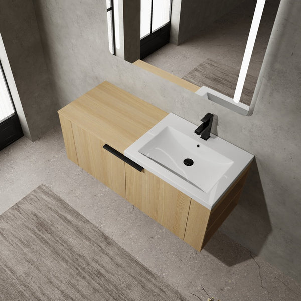 English Elm 48 Modern Bathroom Vanity Sink Combo with Soft-Close Doors, Engineered Wood, Spacious Storage, Easy Assembly Oak W1972S00013