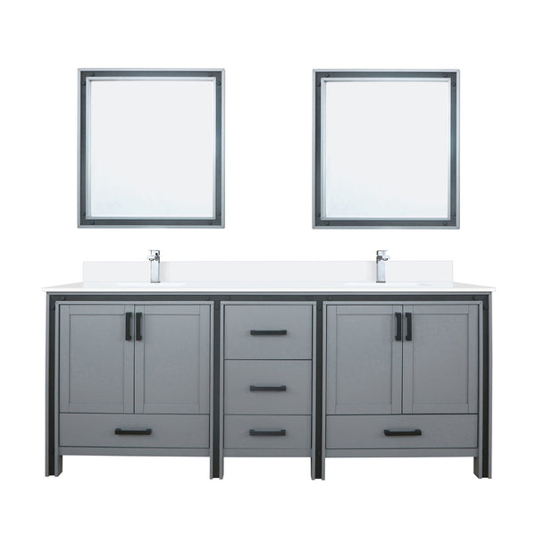 English Elm Dark Grey 80" Double Bath Vanity with Cultured Marble Top, Chrome Faucet, 30" Mirrors, Scratch-Resist Surface B2731S01145