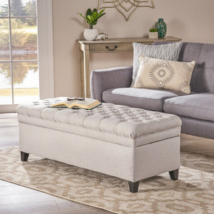 English Elm Christopher Knight Home® - Juliana Storage Ottoman – Stylish Light Grey Upholstered Seat With Hidden Compartment For Living Spaces 57741.00LGR