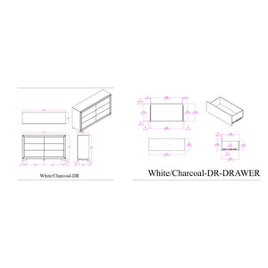 English Elm Soulmarie Glitter Chest with Spacious Drawers and Curved Legs in Solid Wood and MDF, Sturdy Build Charcoal 65.94 L x 20.28 W x 37.99 H B201P410793