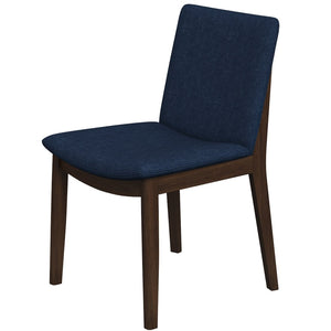 English Elm Laura Solid Wood Linen Seat Dining Chairs Mid Century Tapered Leg Set of Two B183P231973