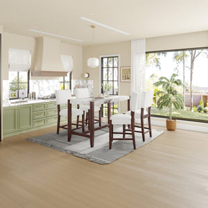 English Elm Counter 47.5-Inch Faux Marble Counter Height Table with Sturdy Rubber Wood Legs, Modern Dining Accent (96) White N752P269652K