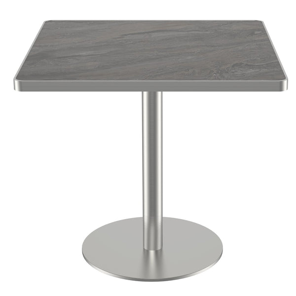 English Elm Square Bistro Pedestal Dining Table Faux Marble Top Gold Metal Base for Small Spaces W3316P421501
