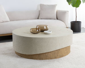 Sunpan Patras Coffee Table - Sculptural Concrete Design with Textured Top for Indoor & Outdoor Elegance