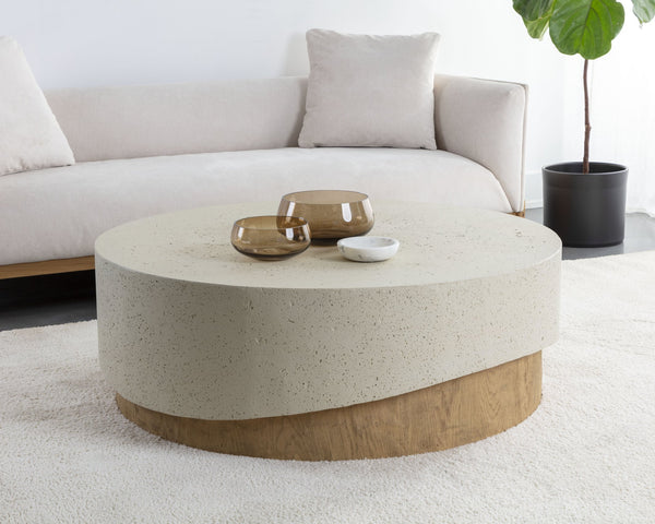 Sunpan Patras Coffee Table - Sculptural Concrete Design with Textured Top for Indoor & Outdoor Elegance