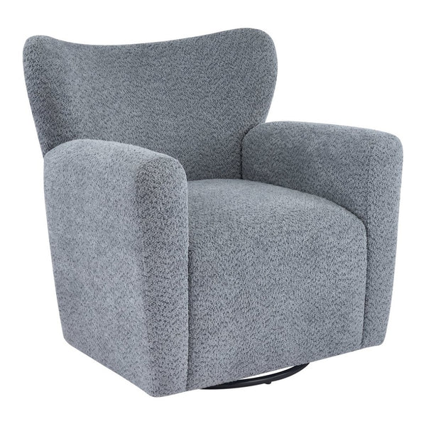 English Elm Modern Bouclé Wingback Swivel Chair with 360 Degree Rotation for Living Room Black,Dusty Blue N776P403573B