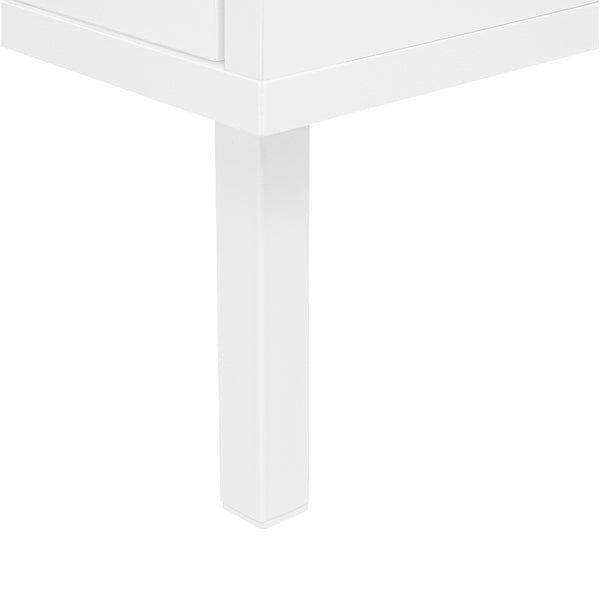 English Elm Rattan 3 Door Shoe Rack with Metal Base and Anti-Slip Feet, Double Shelf Storage for Entryway White W688P211259