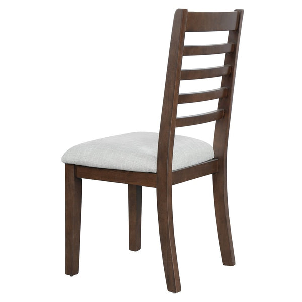 English Elm 2-piece Farmhouse Ladder Back Dining Chair Set Rubberwood Frame Upholstered Seat Kitchen Beige,Walnut N752P436723D