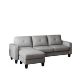 English Elm Living Room Furniture With Polyestr Fabric L Shape Couch Corner Sofa For Small Space Grey