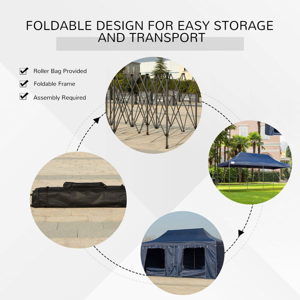 English Elm Outsunny 10' X 20' Instant Pop Up Canopy Tent With Sidewalls For Outdoor Parties, Uv Resistant & Portable W2225P217653-GIGA