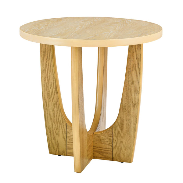 English Elm 25" Mid Century Modern Round End Table - Oak MDF Side Table, Sturdy 130lb Top, Stylish Nightstand W1801P195684