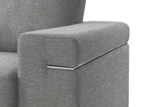 English Elm Giuliana Woven Fabric Accent Chair with Chrome Arms and Brushed Steel Legs B2749P413372