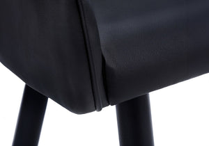 English Elm Dining Chair Set of 2 Upholstered Faux Leather with Vertical Tufting Padded Seat Tapered Legs Black 28 L x 28 W x 24 H B2710P218835