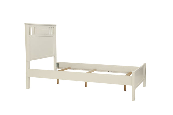 English Elm Simple Modern Full Size Bedframe with Carved Vertical Lines, Rubberwood MDF Construction, Elegant Design White 80 L x 8 W x 4 H B011S01986