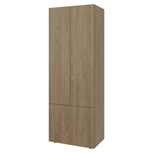 English Elm FM Tolleson 3-Door Tall Wardrobe Cabinet with Full-Length Rod, 4 Shelves, Scratch-Resistant Finish Natural 70.87 L x 23.62 W x 5.51 H B128P361084