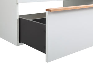 English Elm VELA 36 Inch Wall Mounted Bathroom Vanity with Integrated Acrylic Sink, Dual Wood Handles, Soft-Close Drawers, Matte Finish White W3235P327598