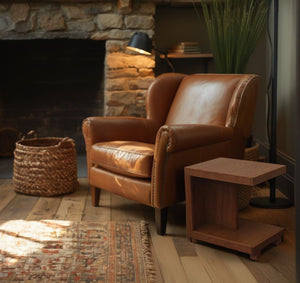 English Elm Laurel Laurel Canyon 18 inch chairside table—Oak solids & veneers, fully assembled, rustic-modern charm Brown B108P292274