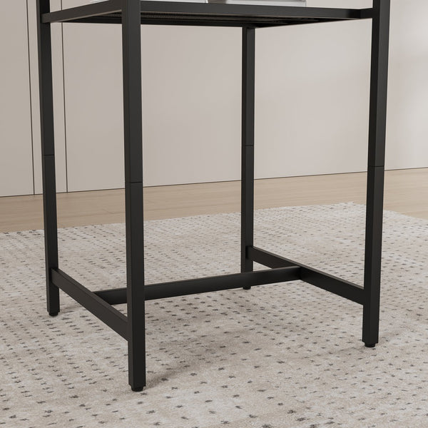 English Elm Bar bar table set of 3 with 2 backrest stools and partition — durable iron frame, modern counter dining solution Grey W578P303853