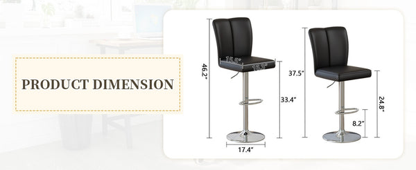 English Elm Modern Pu Leather Dining Chair Set of Six with Curved Back and Polished Metal Legs Black+Silver W1151P370791