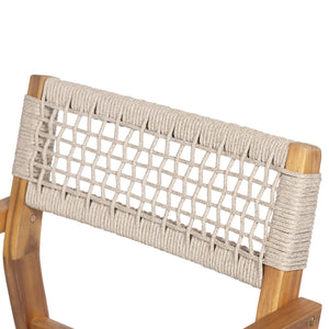 English Elm Christopher Knight Home® - Outdoor Rope Woven Acacia Dining Chair Set with Breathable Backrest and Durable Weather‑Resistant Wood Teak 39.5 L x 24.25 W x 10.25 H N776P247440T