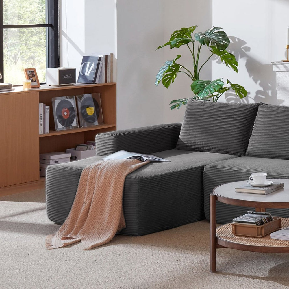 English Elm Cloud Oversized Corduroy Chaise Sectional with Deep Seat for Cozy Living Spaces W3975P391632
