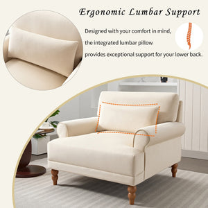 English Elm Mirod Oversized Polyester Accent Chair with Column Legs and Ergonomic Lumbar Support Beige N760S0000028B