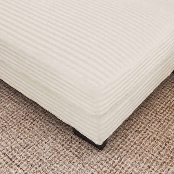 English Elm Corduroy Tufted Sleeper Sectional Sofa – L-Shaped Modular Design With Customizable Footrests In Beige W487S00342