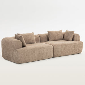 English Elm Full-foam Bouclé Modular Sectional Sofa Two Piece Cloud Silhouette Living Room Seating Brown W3326P443475