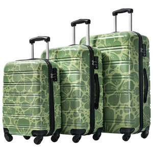 English Elm Hardshell Polycarbonate Luggage Set Three Piece Tsa Lock Spinner Travel Suitcases Green N732P306618F