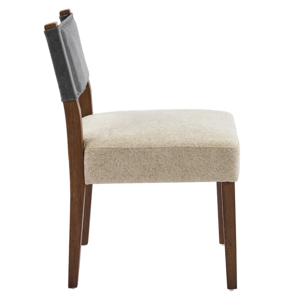 English Elm Mid-century Modern Linen Blend Dining Chairs Rubberwood Legs Sculptural Backrest Set of 2 Dark Gray,Oatmeal,Walnut N768P442393W