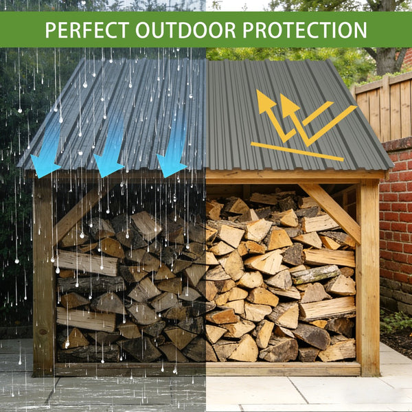English Elm 10 Galvanized Steel Corrugated Roof Panels Weatherproof Pergola Shed Patio Cover W3213P431197