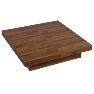 English Elm Square Marble Veneer Coffee Table with Sliding Top Hidden Storage Pedestal Base N735P388120D