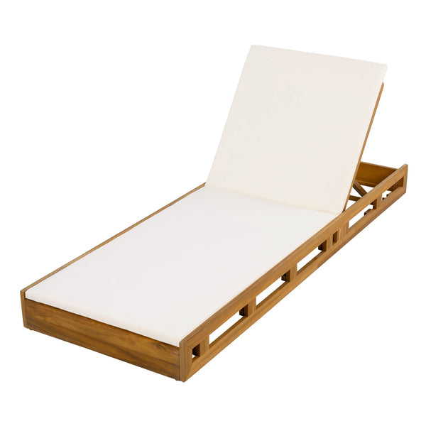 English Elm Christopher Knight Home® - Lounge Chaise Set - Premium Acacia Wood With Water-Resistant Cream Cushions For Outdoor Relaxation N770P272405T_N770P253018C