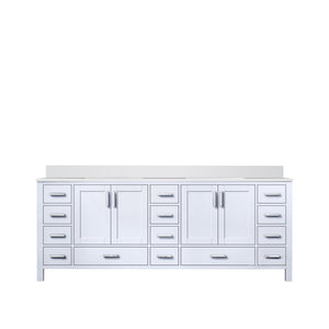 English Elm White Double Bath Vanity 84 in W x 22 in D with White Quartz Top, Solid Wood, Soft-Close Drawers and Ample Storage B2731P258968